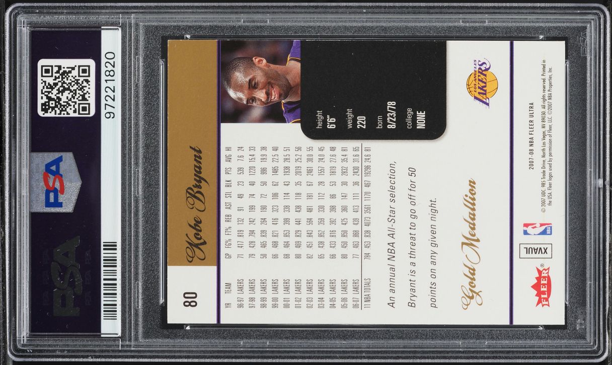 2007 Ultra Gold Medallion Kobe Bryant #80 PSA 10 GEM MINT