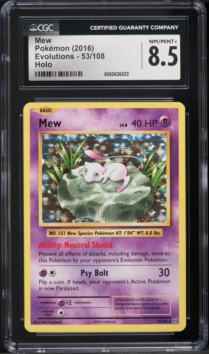 2016 Pokemon XY Evolutions Holo Mew #53 CGC 8.5 NM-MT+