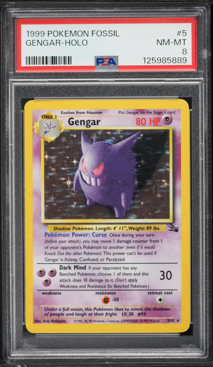 1999 Pokemon Fossil Holo Gengar #5 PSA 8 NM-MT