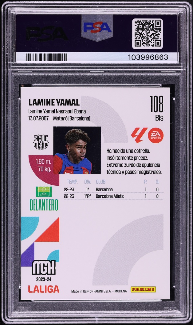 2023 Panini Megacracks La Liga EA Sports Lamine Yamal ROOKIE #108BIS PSA 9 MINT