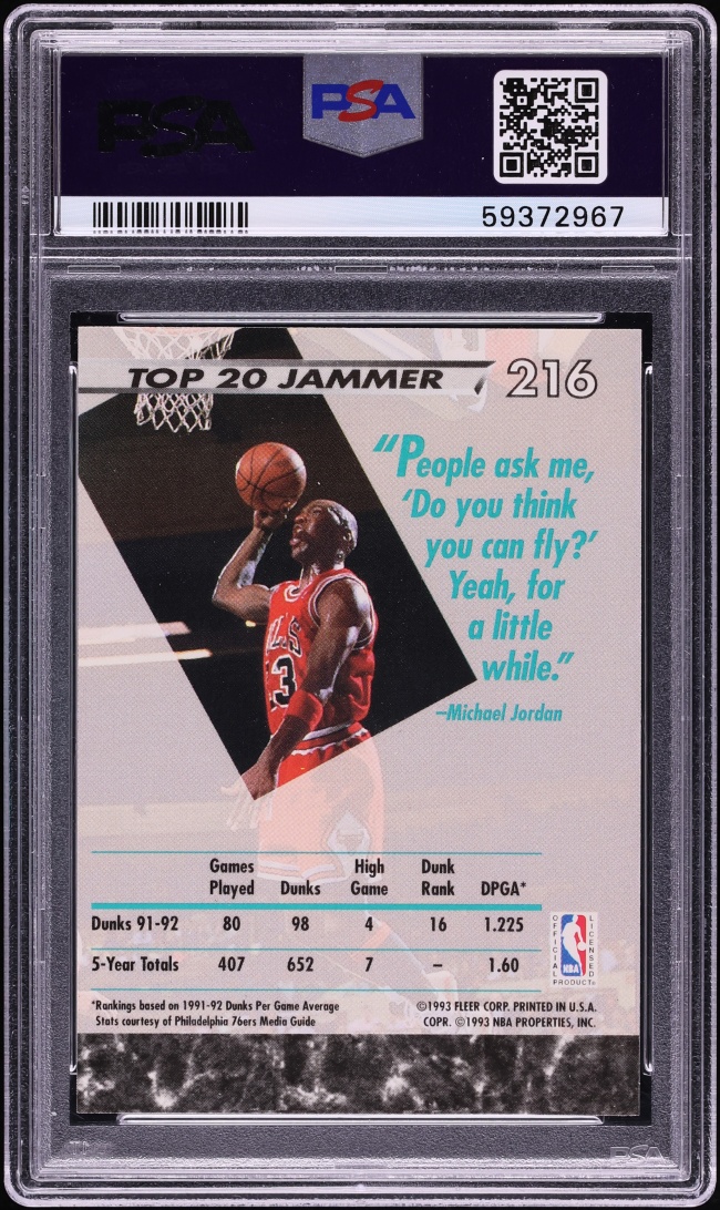 1992 Ultra Basketball Michael Jordan #216 PSA 9 MINT