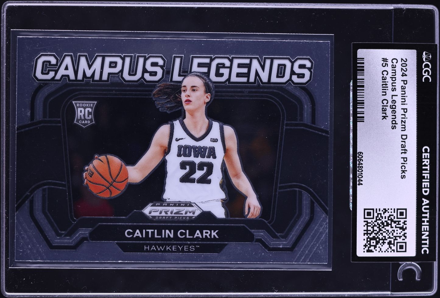 2024 Panini Prizm Draft Picks Campus Legends Caitlin Clark ROOKIE #5 CGC AUTH