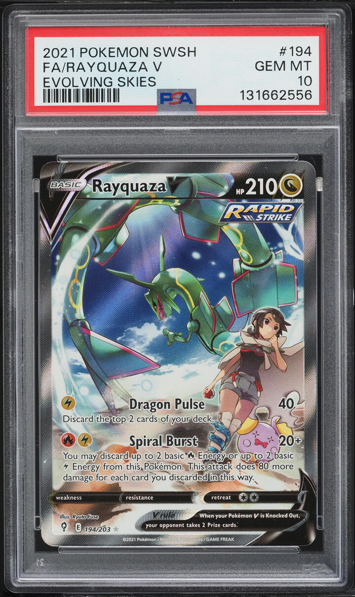2021 Pokemon Sword & Shield Evolving Skies Full Art Rayquaza V #194 PSA 10 GEM MINT
