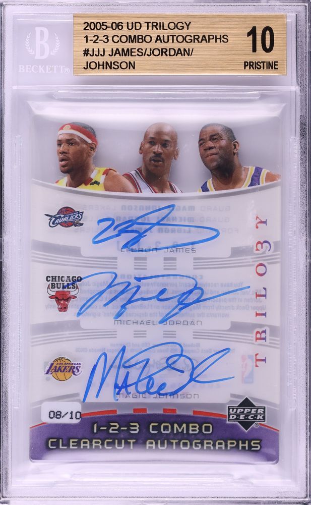 2005 UD Trilogy 1-2-3 Combo Clearcut LeBron James Michael Jordan Magic Johnson AUTO /10 BGS 10