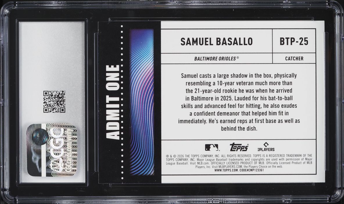 2026 Topps Big Ticket Players Samuel Basallo ROOKIE #BTP-25 CGC 10 GEM MINT