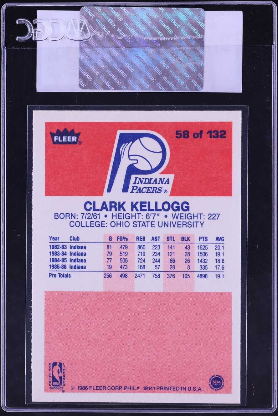 1986 Fleer Basketball Clark Kellogg #58 CGC AUTH