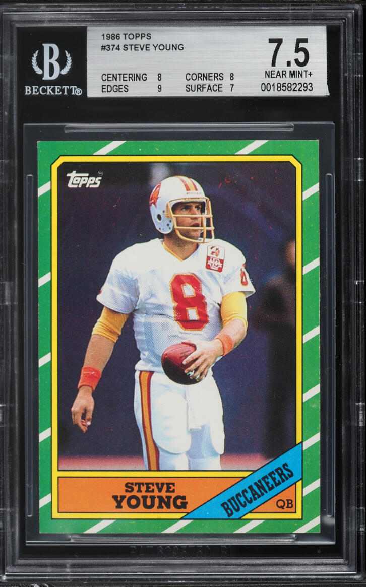 1986 Topps Football Steve Young ROOKIE #374 BGS 7.5 NRMT+