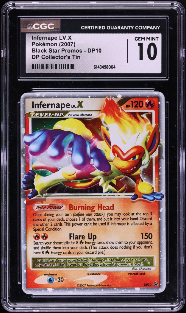 2007 Pokemon Diamond & Pearl Black Star Promo Collector's Tin Infernape LV.X #DP10 CGC 10 GEM