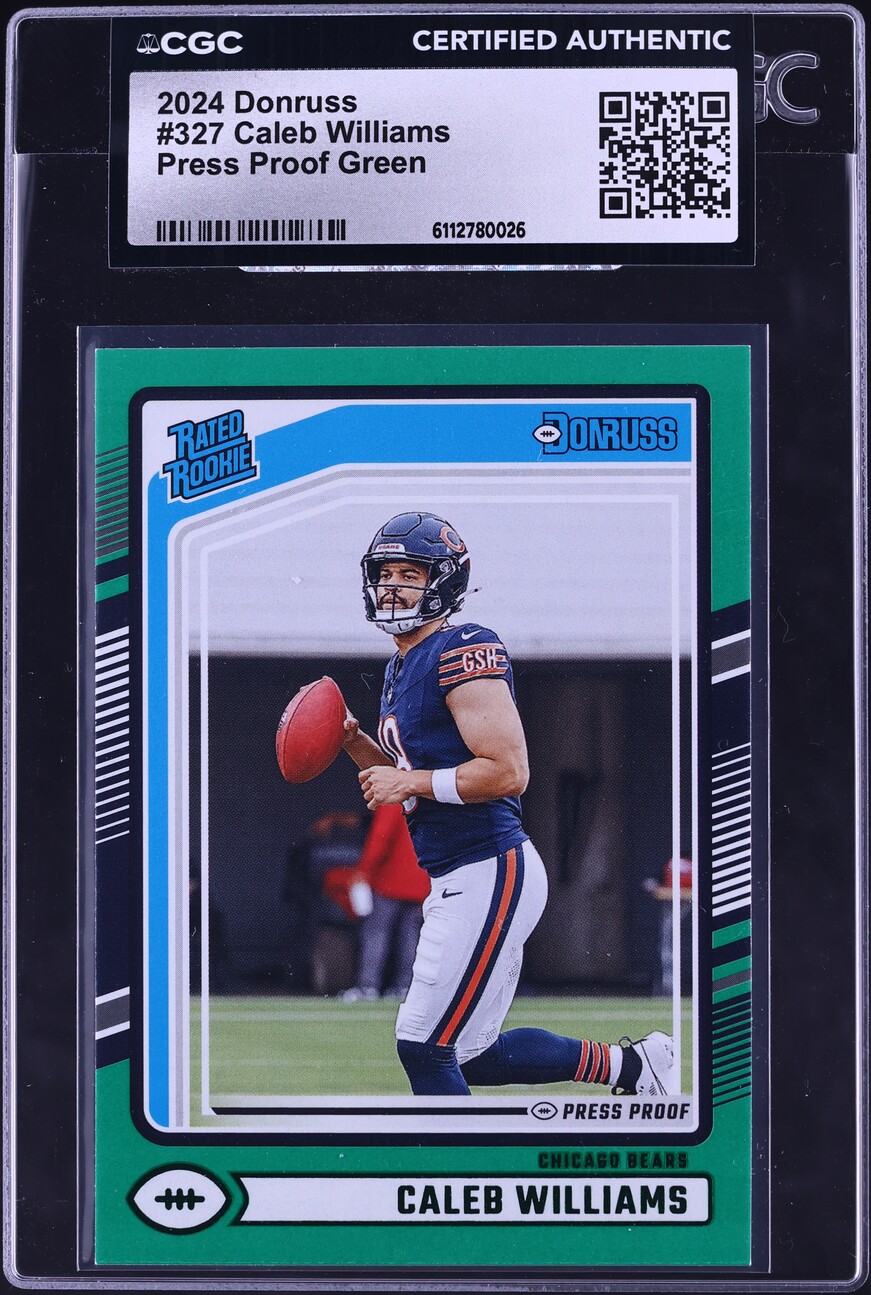 2024 Donruss Press Proof Green Caleb Williams ROOKIE #327 CGC AUTH