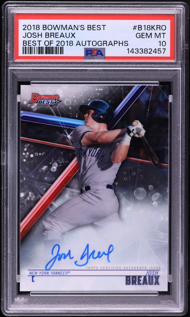 2018 Bowman's Best Josh Breaux PROSPECT AUTO #B18-KRO PSA 10 GEM MINT