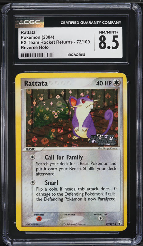 2004 Pokemon EX Team Rocket Returns Rattata #71 CGC 9.5 MINT+ on