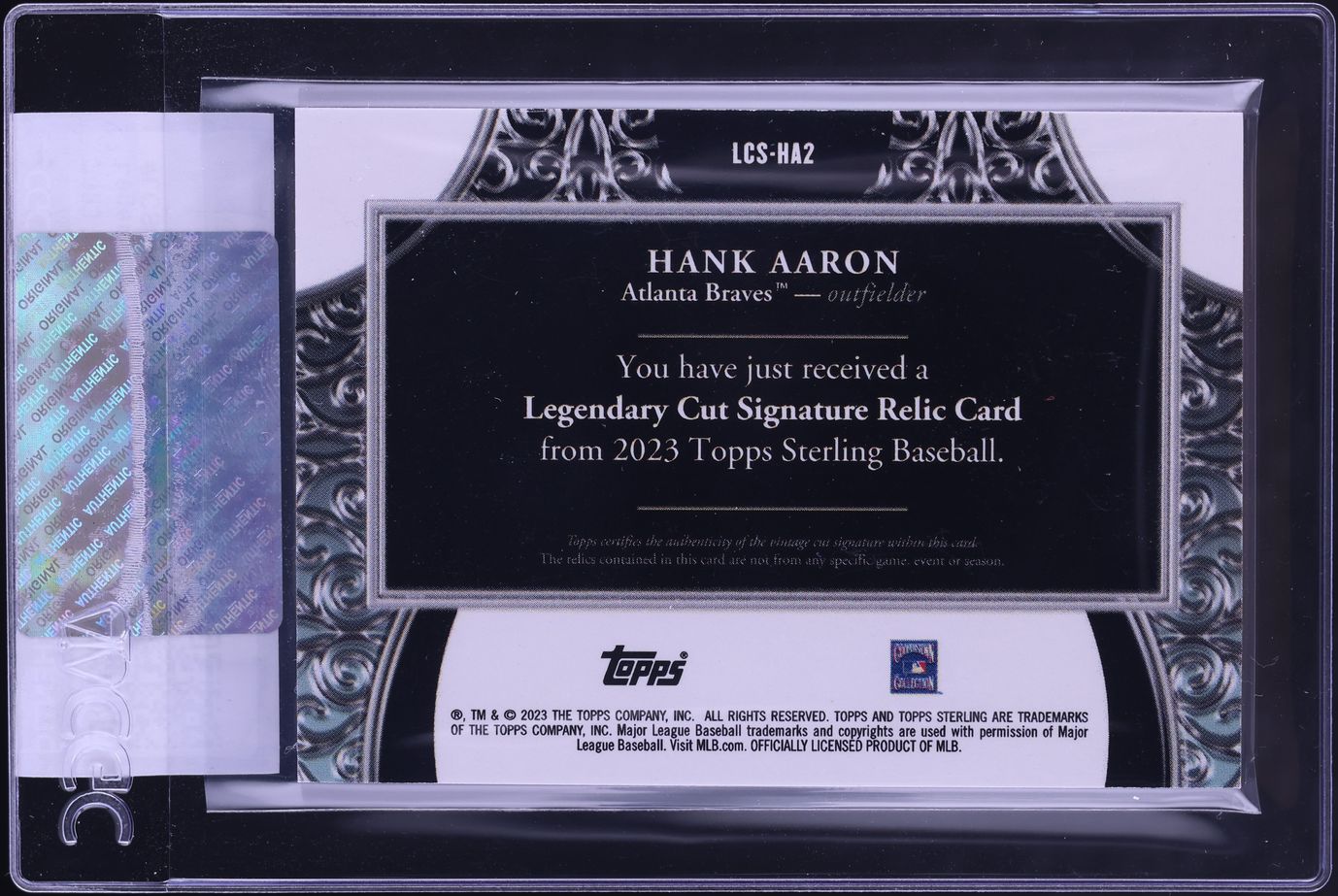 2023 Topps Sterling Legendary Cut Hank Aaron RELIC AUTO 1/1 #LCS-HA2 CGC AUTH