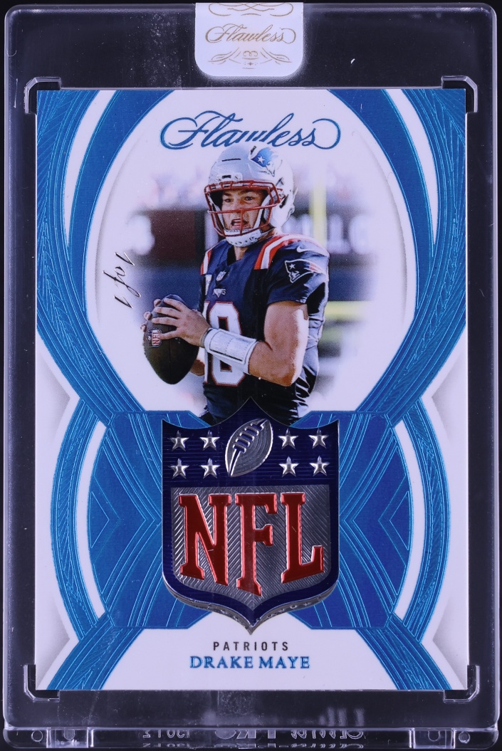 2025 Panini Flawless Symbols Platinum Drake Maye NFL SHIELD PATCH 1/1 #FS-DME