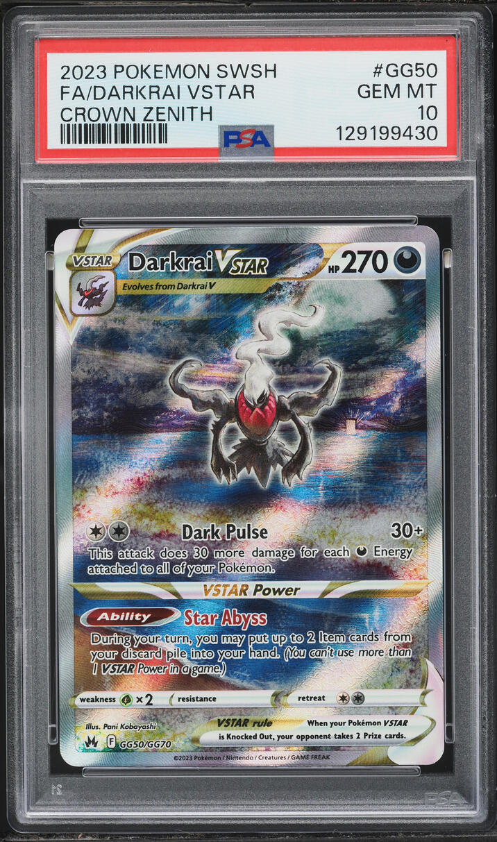 2023 Pokemon Sword & Shield Crown Zenith Full Art Darkrai VSTAR #GG50 PSA 10 GEM MINT