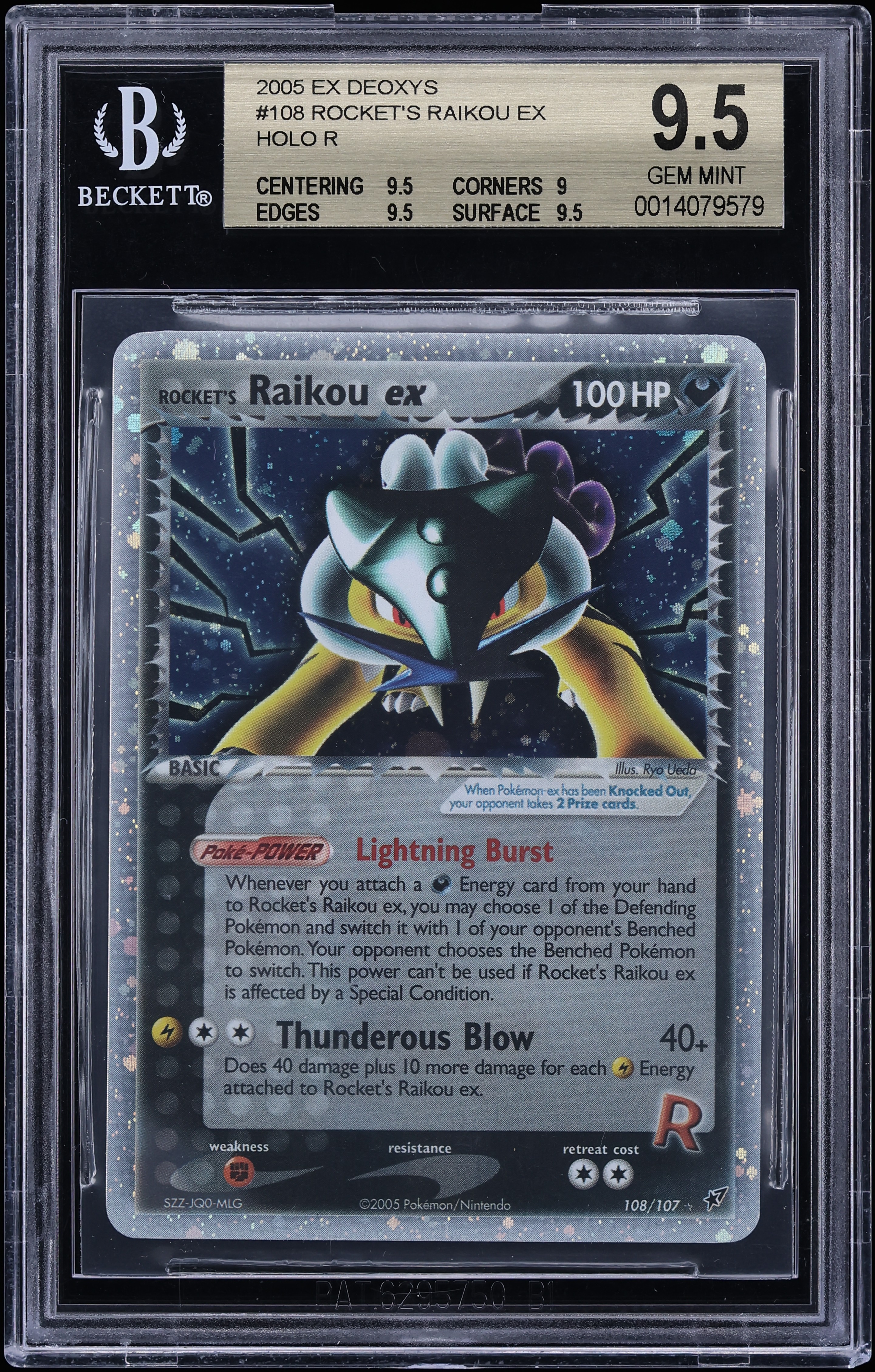 2005 Pokemon EX Deoxys Holo Rocket's Raikou ex #108 BGS 9.5 GEM MINT