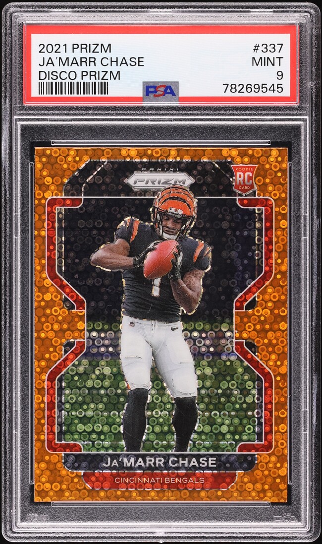 2021 Panini Prizm Disco Ja'Marr Chase ROOKIE #337 PSA 9 MINT