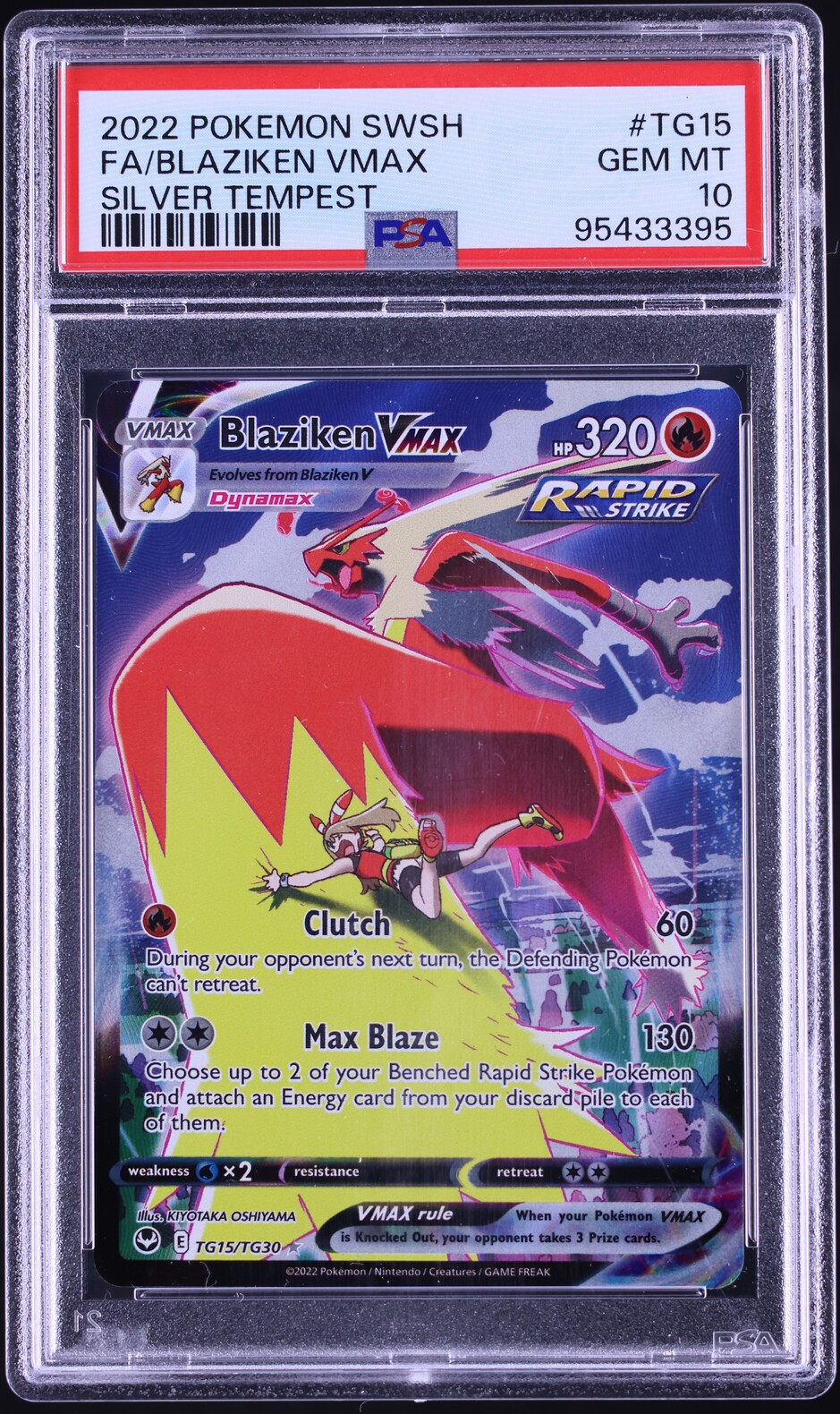 2022 Pokemon Sword & Shield Silver Tempest Character Rare Blaziken VMAX #TG15 PSA 10 GEM MINT
