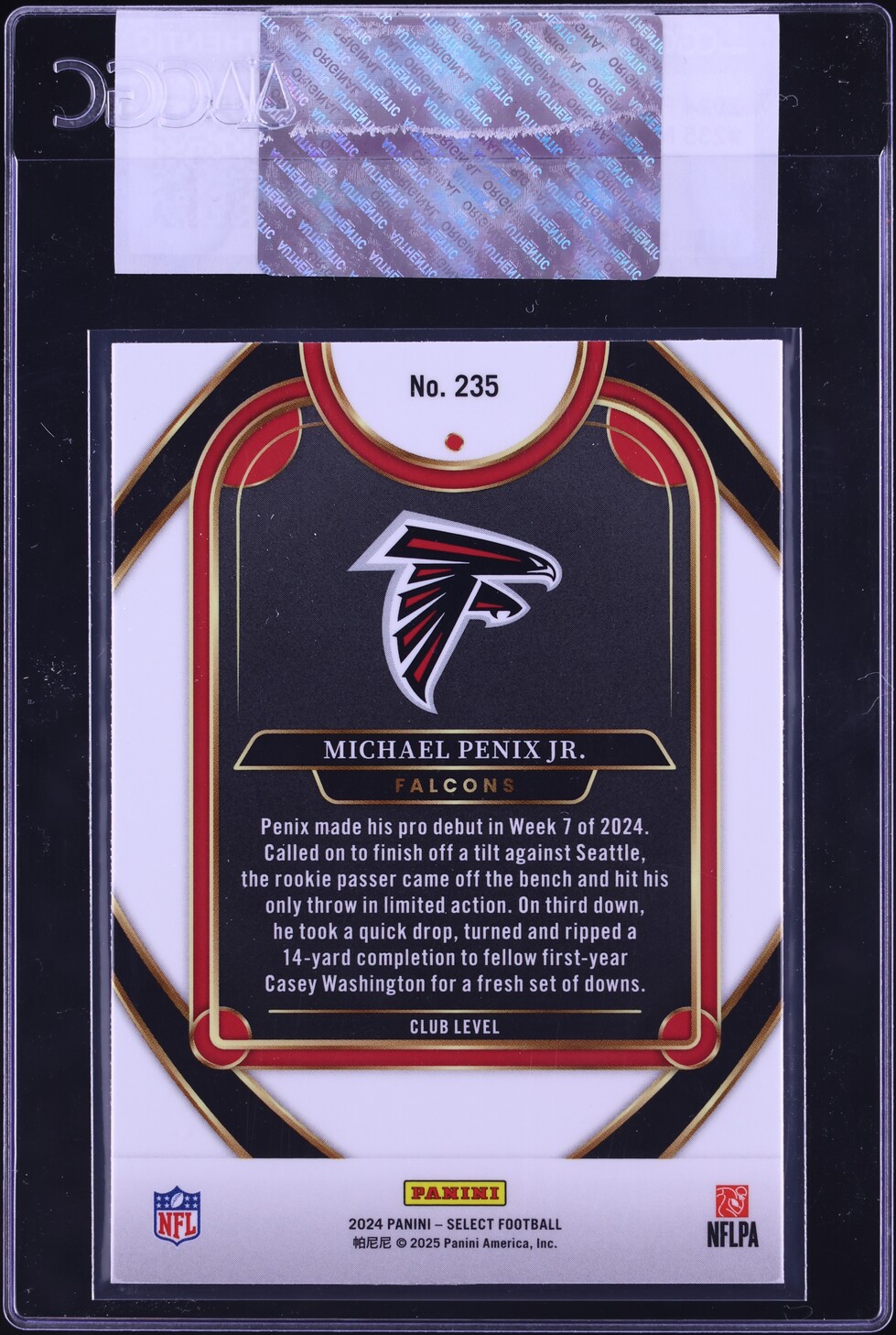 2024 Select Club Level Michael Penix Jr. ROOKIE #235 CGC AUTH