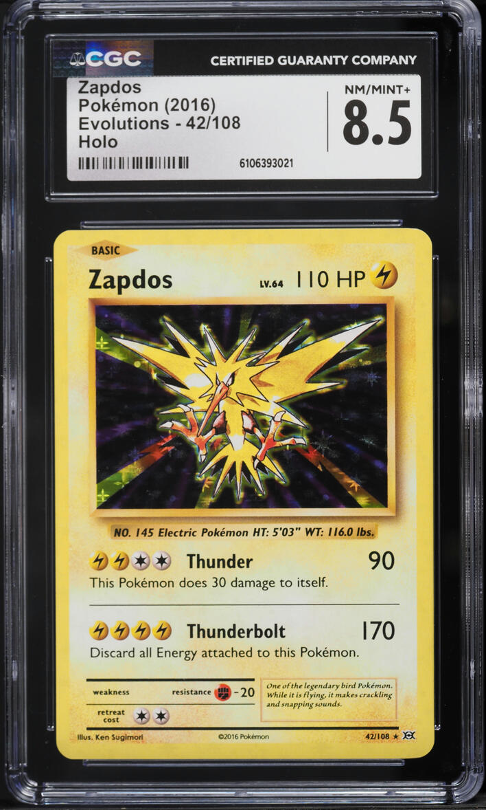 2016 Pokemon XY Evolutions Holo Zapdos #42 CGC 8.5 NM-MT+