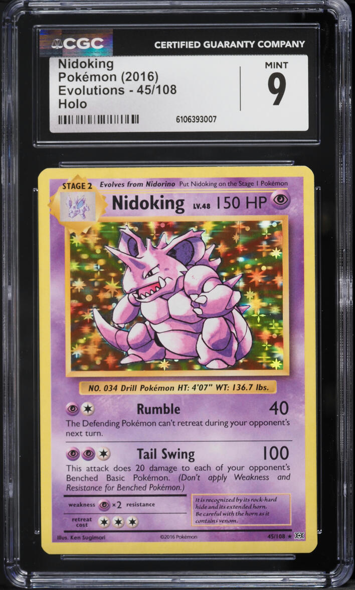 2016 Pokemon XY Evolutions Holo Nidoking #45 CGC 9 MINT