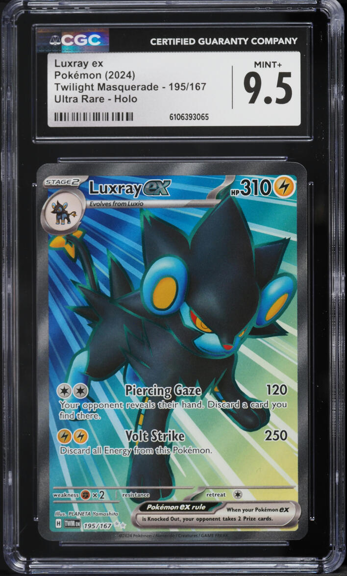 2024 Pokemon Scarlet & Violet Twilight Masquerade Full Art Luxray ex #195 CGC 9.5 MINT+