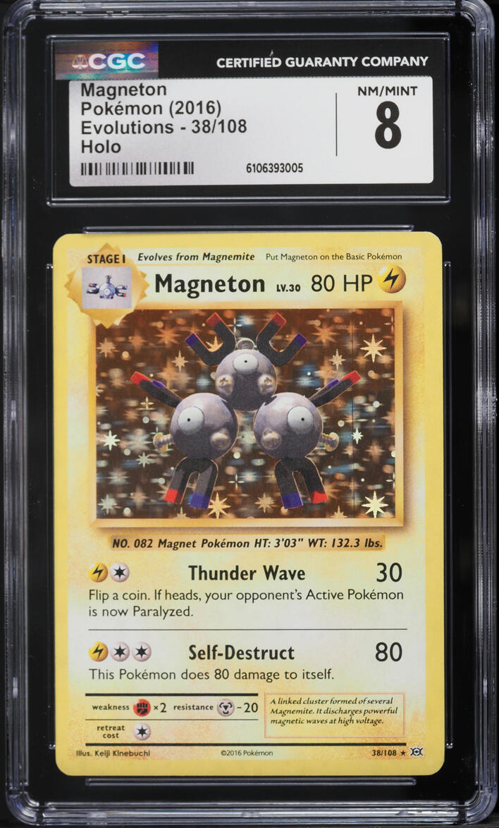2016 Pokemon XY Evolutions Holo Magneton #38 CGC 8 NM-MT