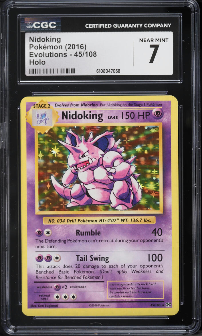 2016 Pokemon XY Evolutions Holo Nidoking #45 CGC 7 NRMT