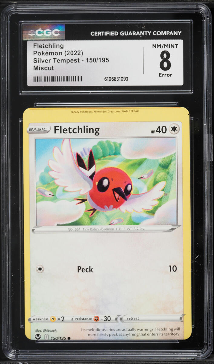 2022 Pokemon Sword & Shield Silver Tempest Error Fletchling #150 CGC 8 NM-MT