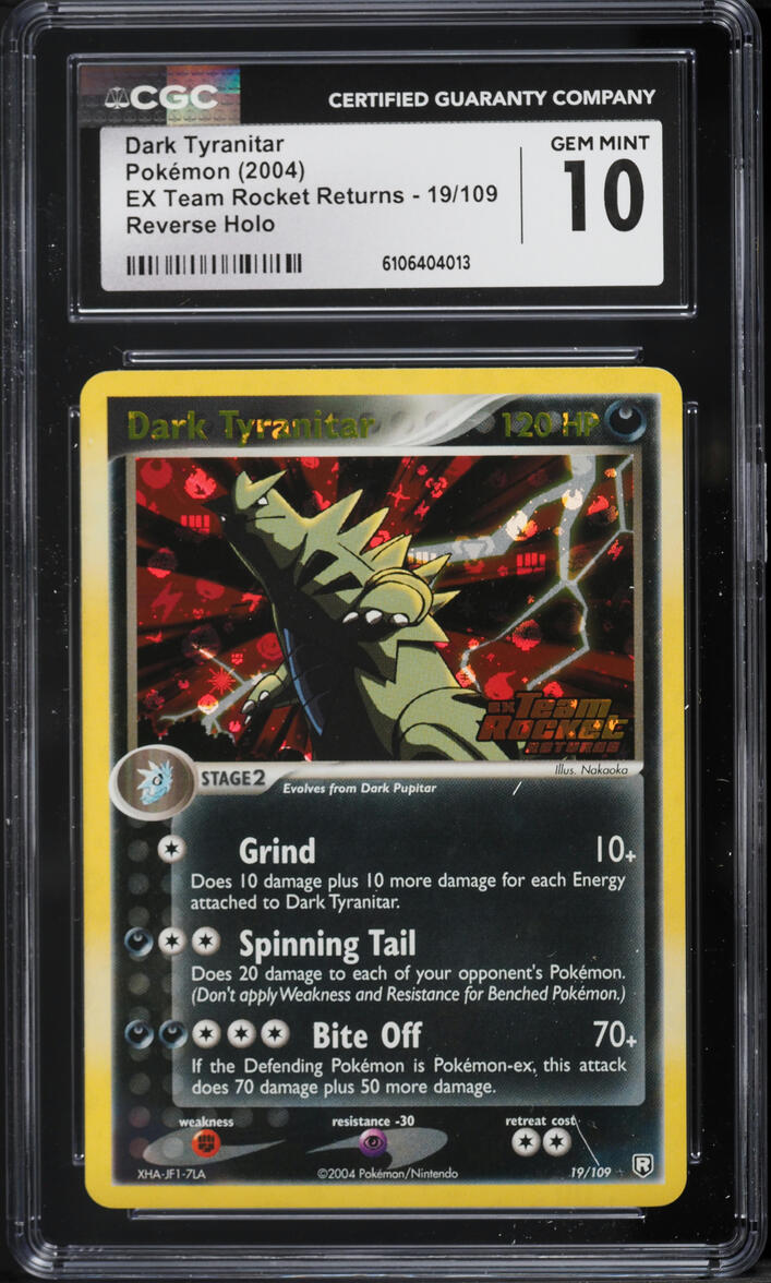 2004 Pokemon EX Team Rocket Returns Reverse Holo Dark Tyranitar #19 CGC 10 GEM MINT