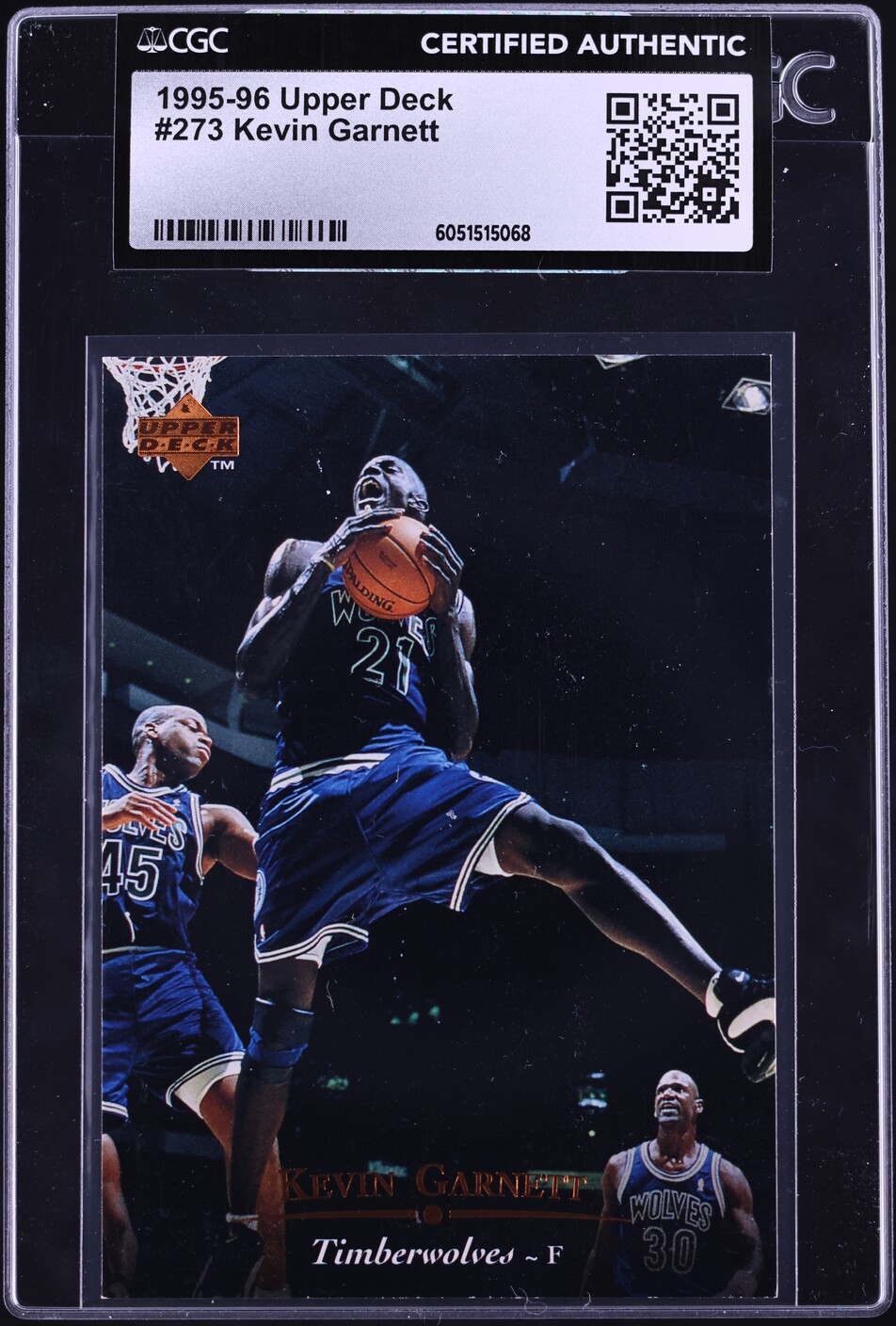 1995 Upper Deck Basketball Kevin Garnett ROOKIE #273 CGC AUTH