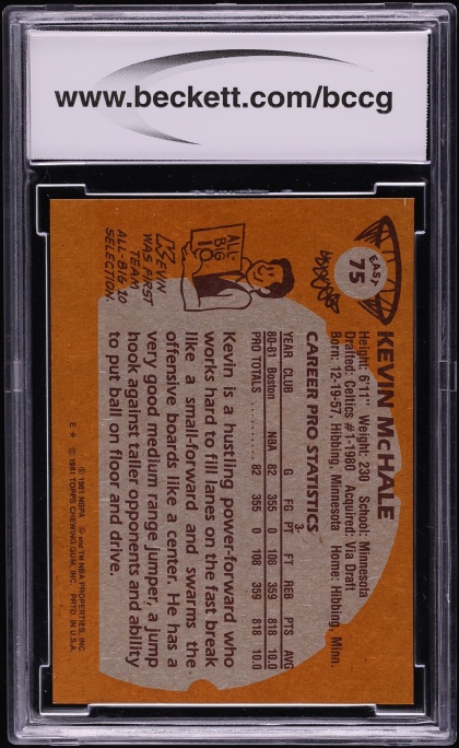 1981 Topps Basketball Kevin McHale ROOKIE, EAST #E75 BCCG 10