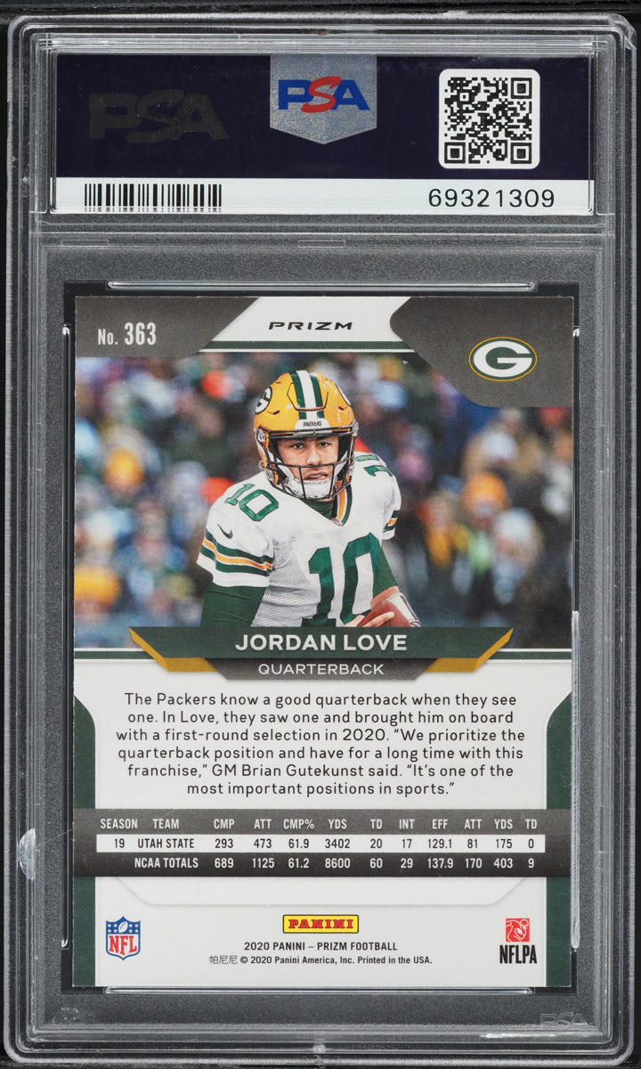 2020 Panini Prizm Light Blue Jordan Love ROOKIE #363 PSA 10 GEM MINT