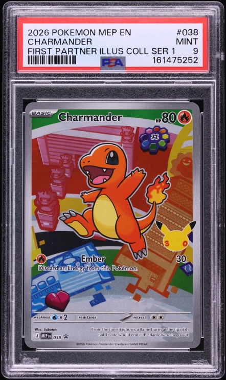 2026 Pokemon Mega Promo First Partner Illustration S1 Full Art Charmander #38 PSA 9 MINT
