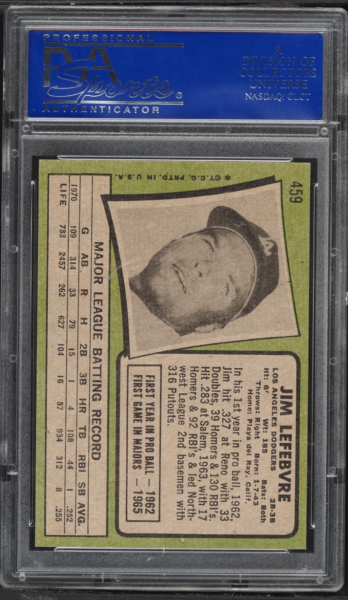 1971 Topps Jim Lefebvre #459 PSA 8 NM-MT