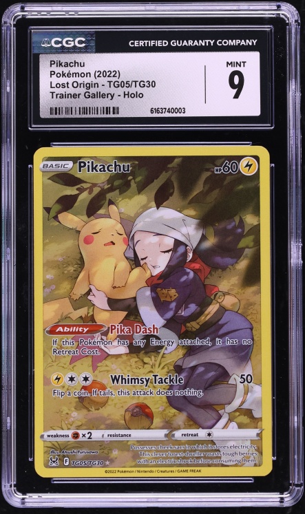 2022 Pokemon Sword & Shield Lost Origin Trainer Gallery Full Art Pikachu #TG05 CGC 9 MINT
