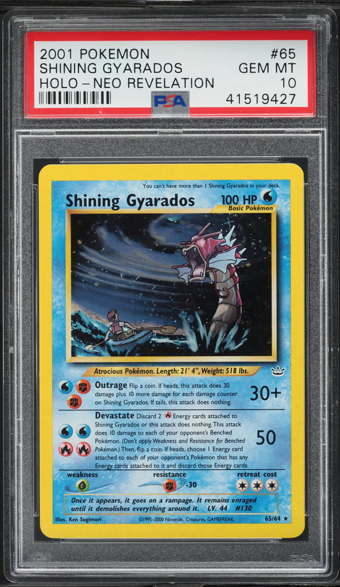 2001 Pokemon Neo Revelation Holo Shining Gyarados #65 PSA 10 GEM MINT