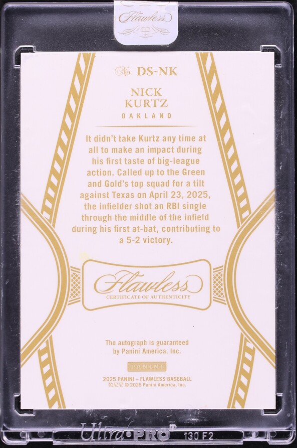 2025 Panini Flawless Draft Sapphire Nick Kurtz ROOKIE AUTO 15/15 #DS-NK