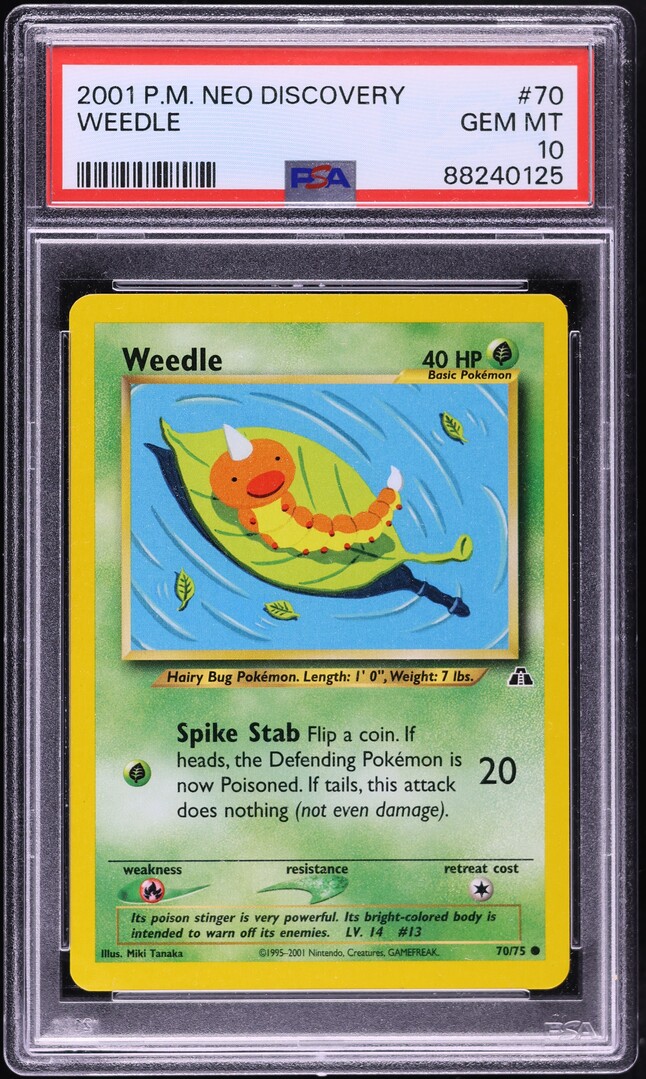 2001 Pokemon Neo Discovery Weedle #70 PSA 10 GEM MINT