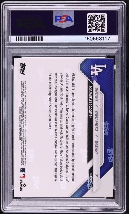 2025 Topps Now Shohei Ohtani Yoshinobu Yamamoto Roki Sasaki ROOKIE #7 PSA 10 GEM MINT