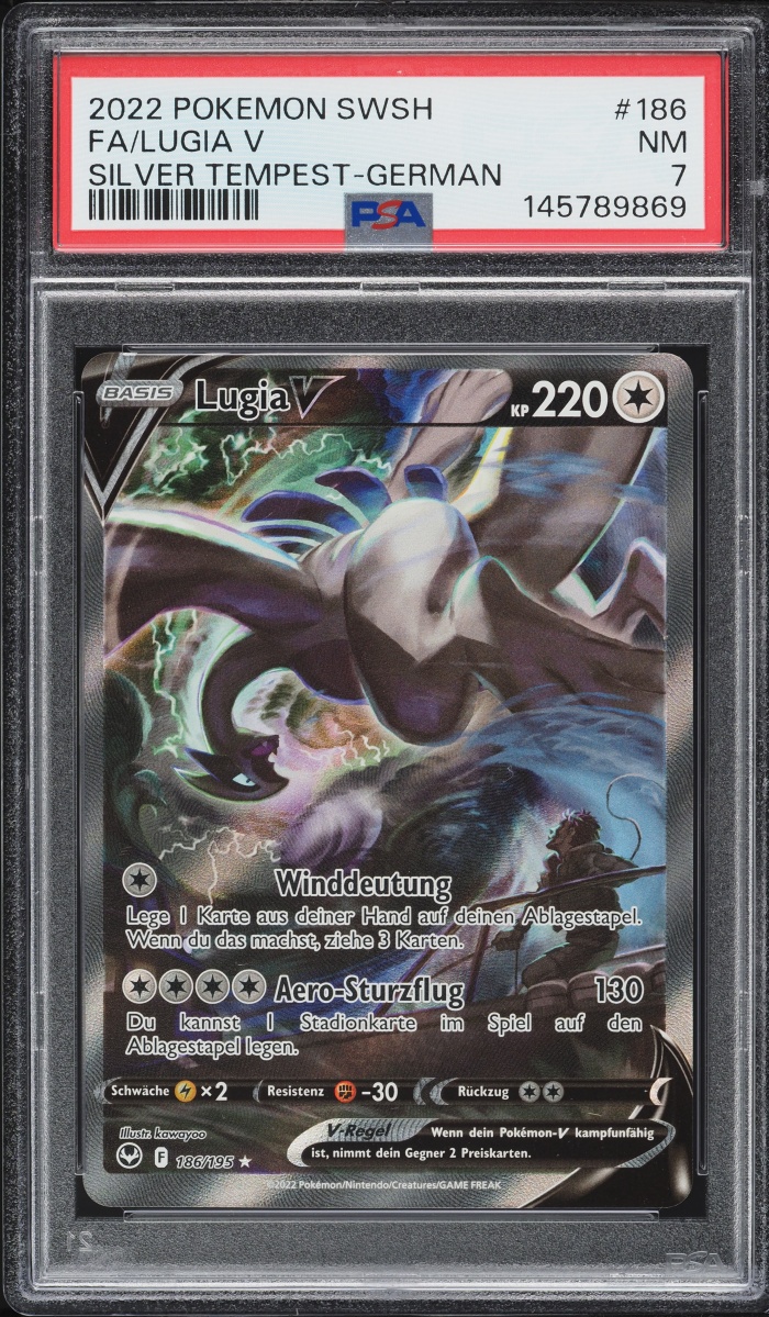 2022 Pokemon German Sword & Shield Silver Tempest Alt Art Lugia V #186 PSA 7 NRMT