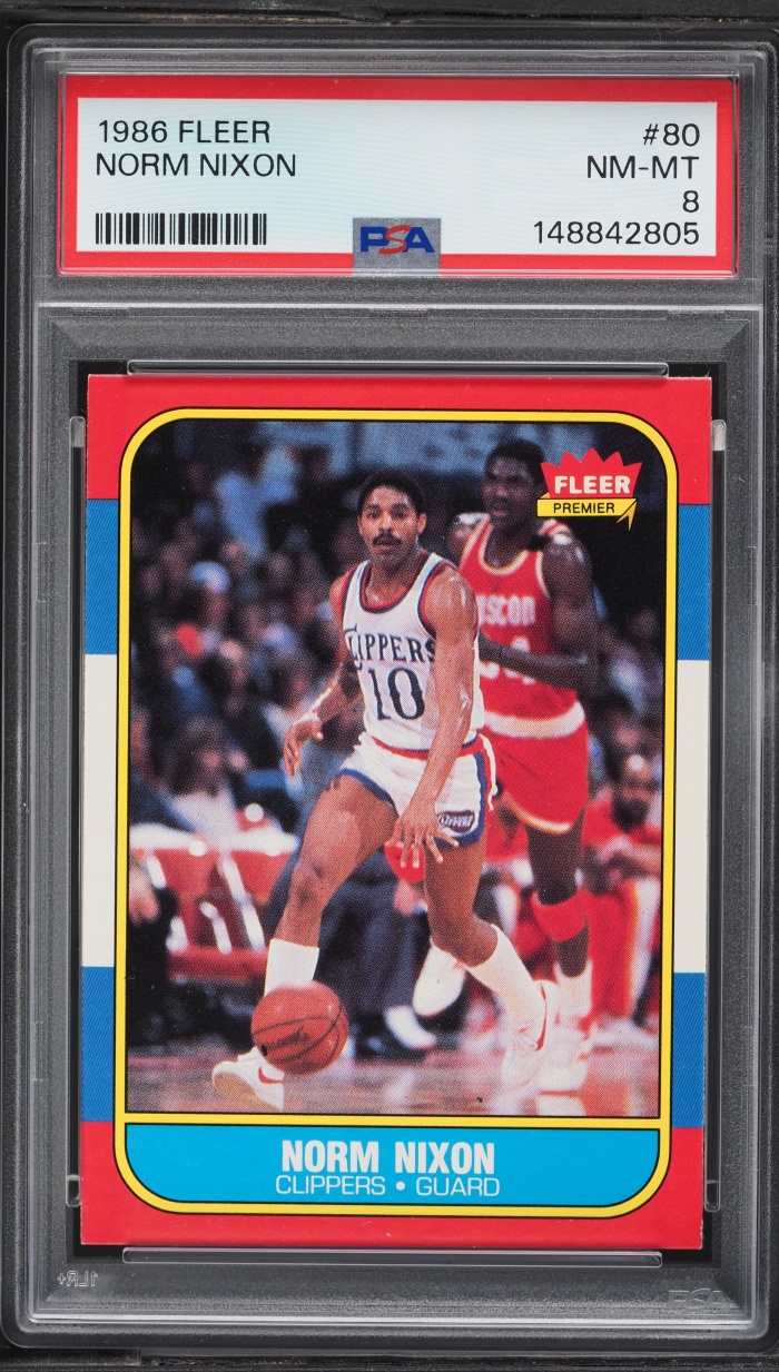 1986 Fleer Basketball Norm Nixon #80 PSA 8 NM-MT