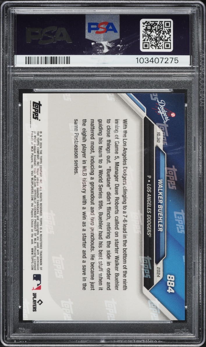2024 Topps Now Walker Buehler #884 PSA 6 EXMT