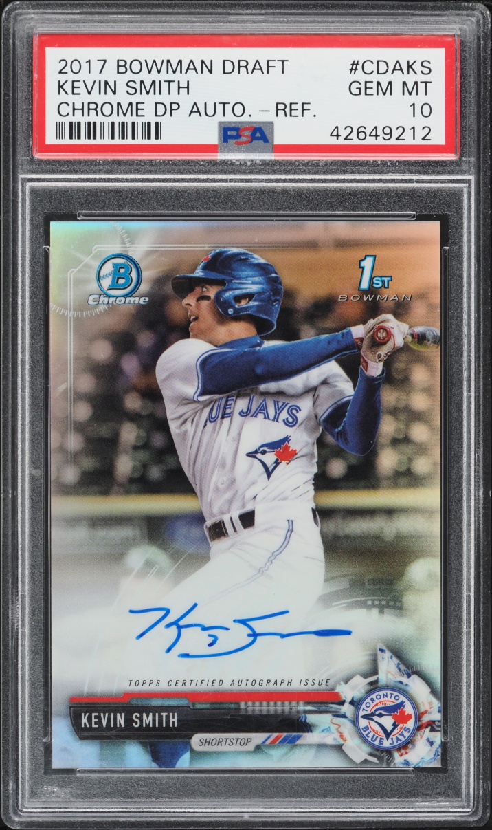 2017 Bowman Chrome Refractor Kevin Smith PROSPECT AUTO /499 #CDA-KS PSA 10 GEM MINT