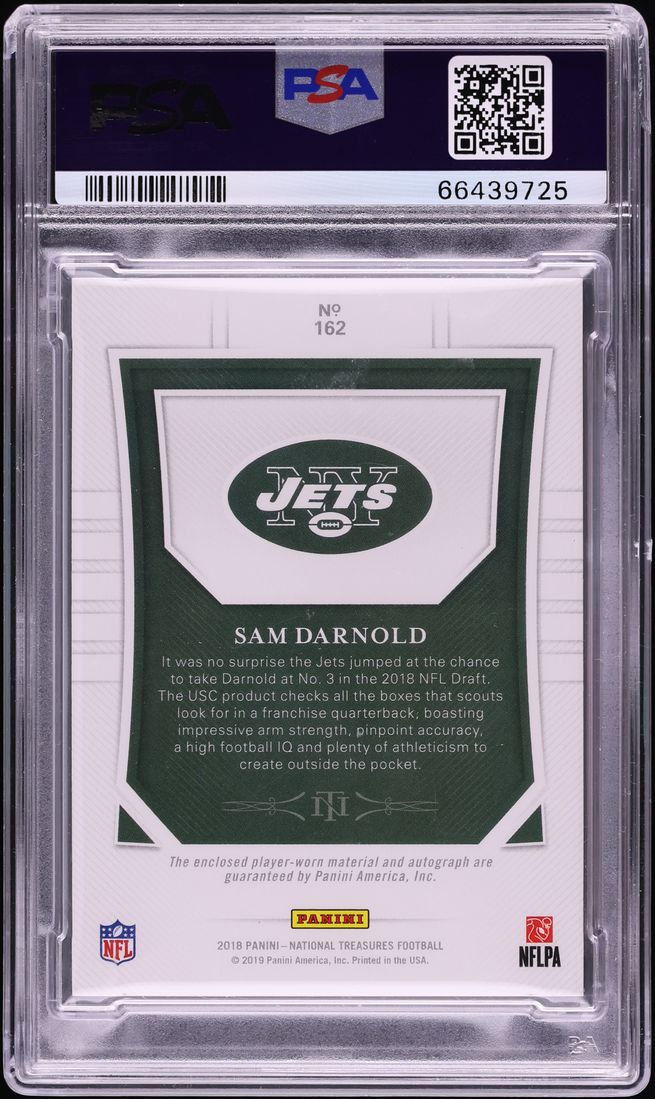 2018 National Treasures Sam Darnold ROOKIE PATCH AUTO DNA 10 /99 #162 PSA 9 MINT