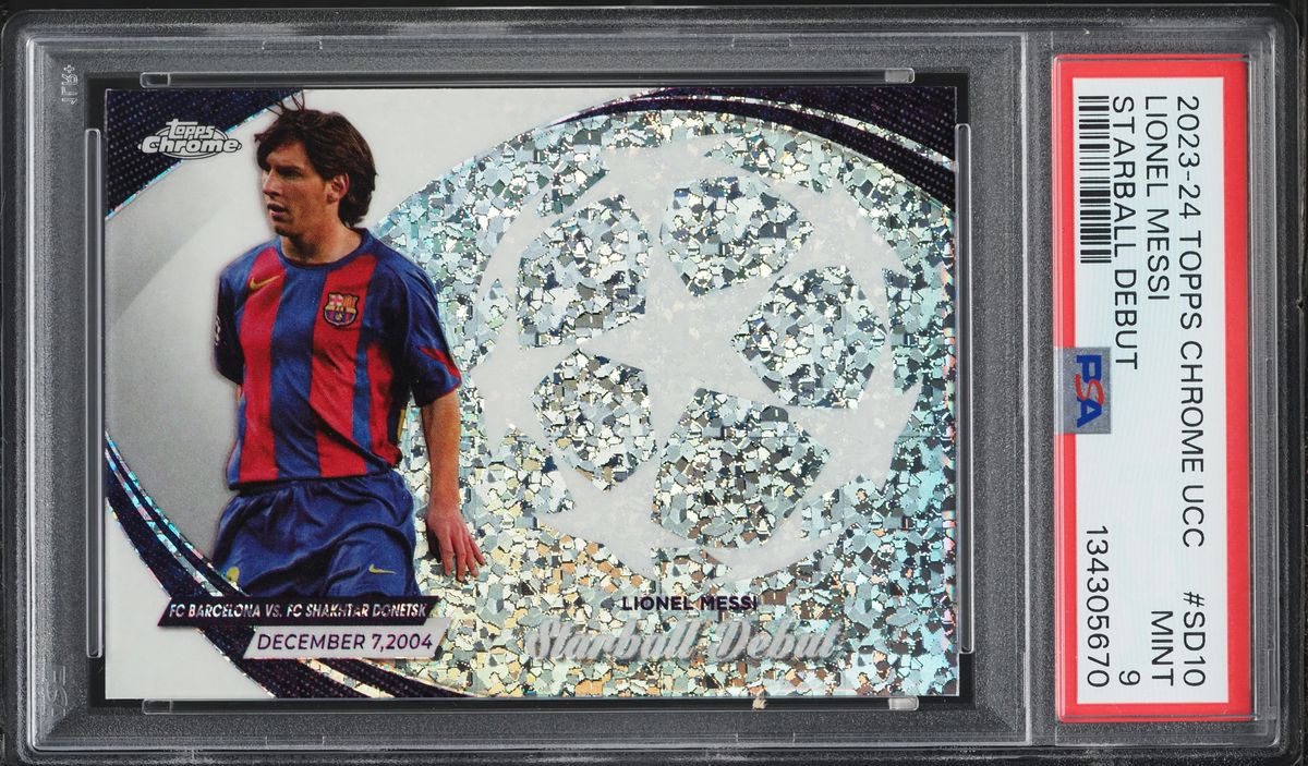 2023 Topps Chrome UEFA Club Competitions Starball Debut Lionel Messi #SD-10 PSA 9 MINT