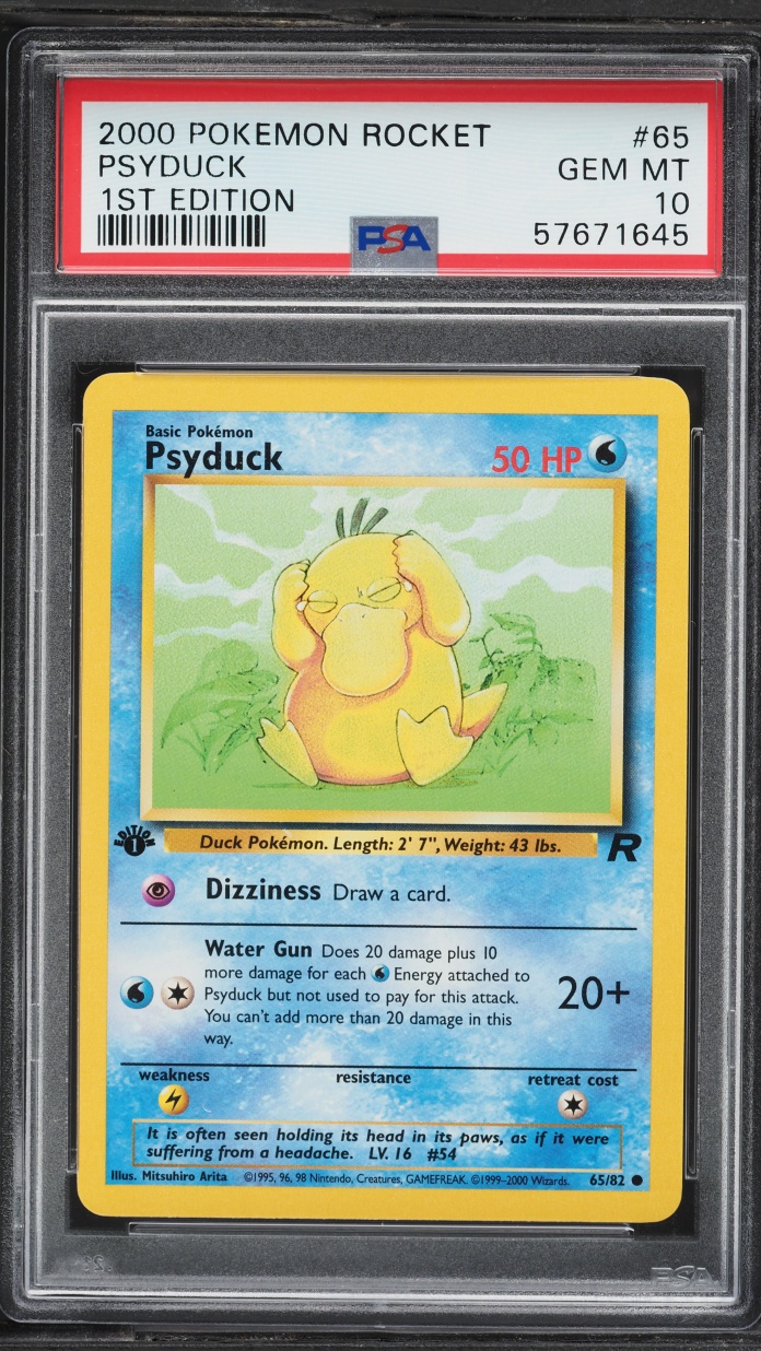 2000 Pokemon Team Rocket 1st Edition Psyduck #65 PSA 10 GEM MINT