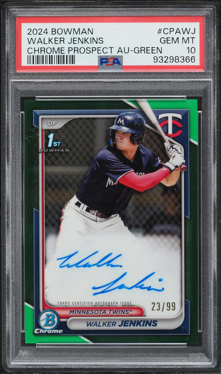 2024 Bowman Chrome Green Refractor Walker Jenkins PROSPECT AUTO /99 PSA 10 GEM MINT