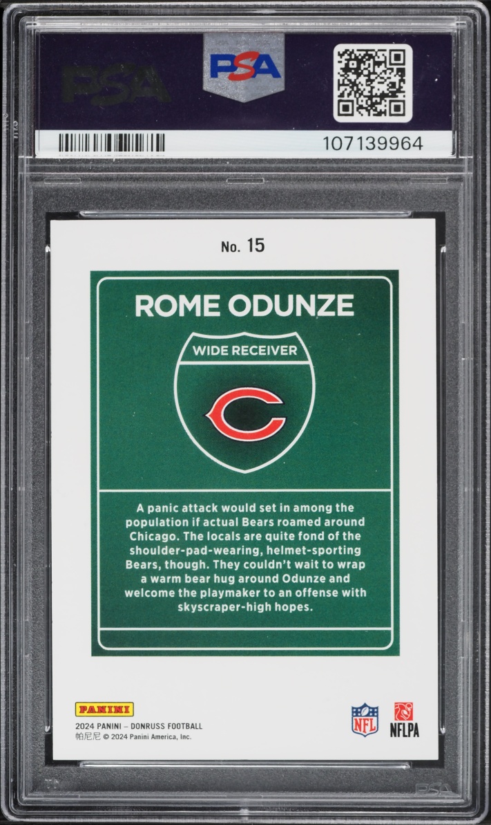 2024 Donruss Downtown Rome Odunze ROOKIE #15 PSA 9 MINT