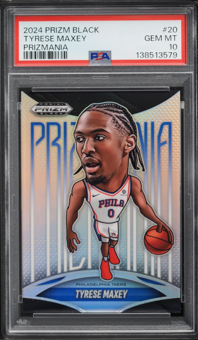 2024 Panini Prizm Black Prizmania Tyrese Maxey #20 PSA 10 GEM MINT