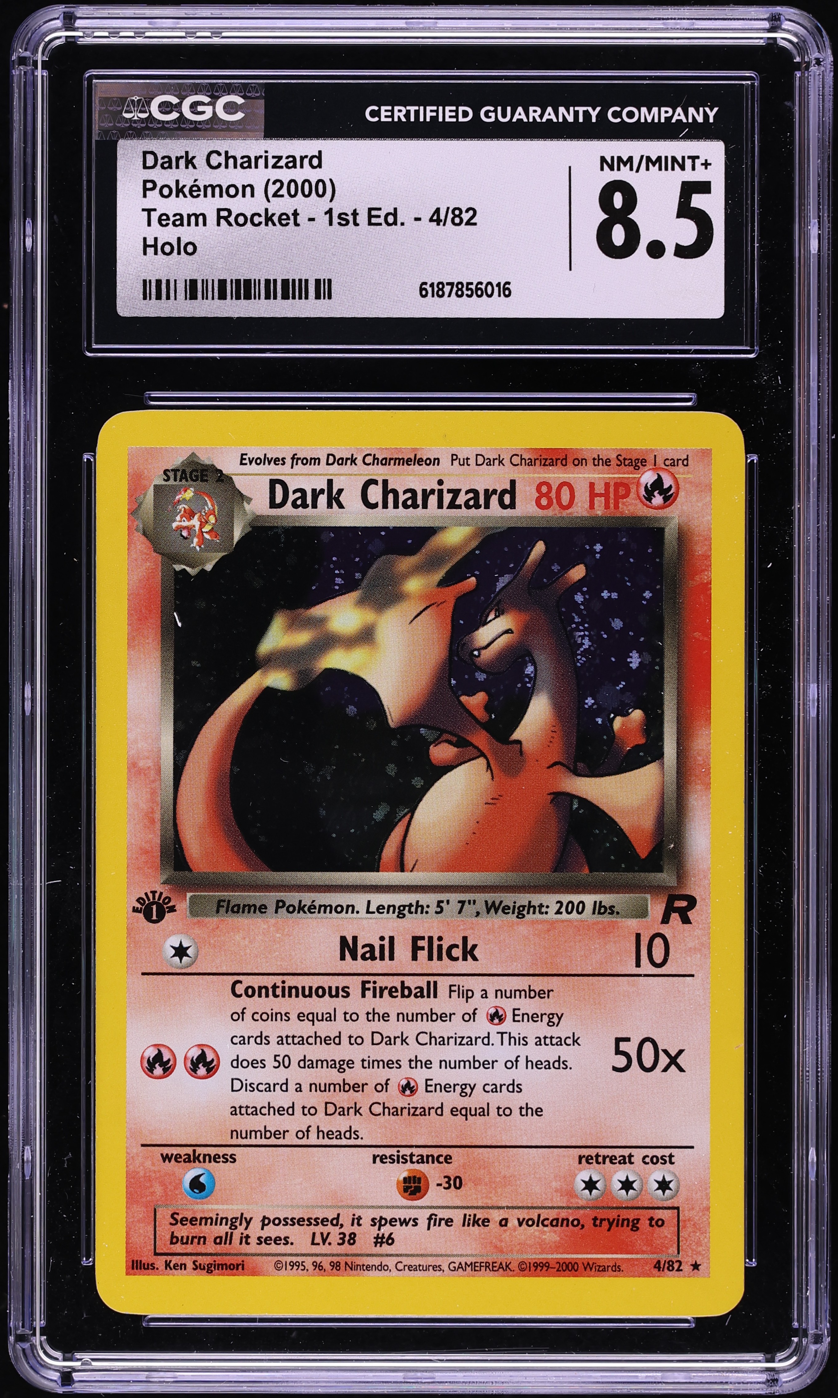2000 Pokemon Team Rocket 1st Edition Holo Dark Charizard #4 CGC 8.5 NM-MT+